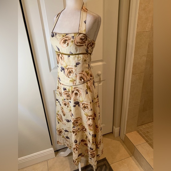 Sara Isabella Linen Halter Open Back Fit & Flare Dress - Picture 3 of 7